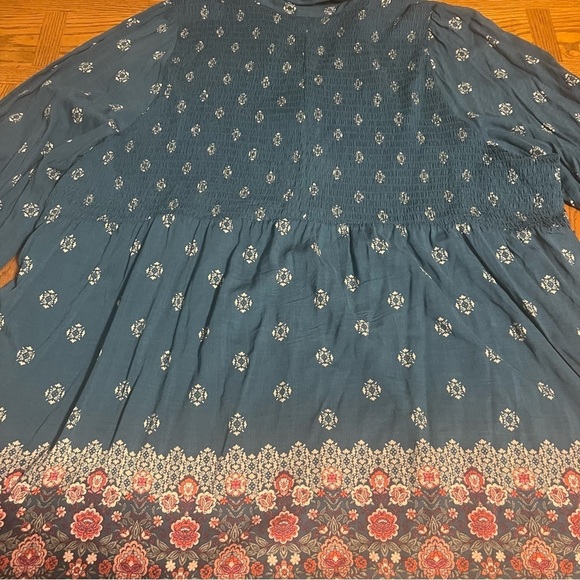 Torrid Women's Plus Babydoll Rayon Slub Smocked Button-Front Tunic Top 6X Boho - Picture 15 of 16